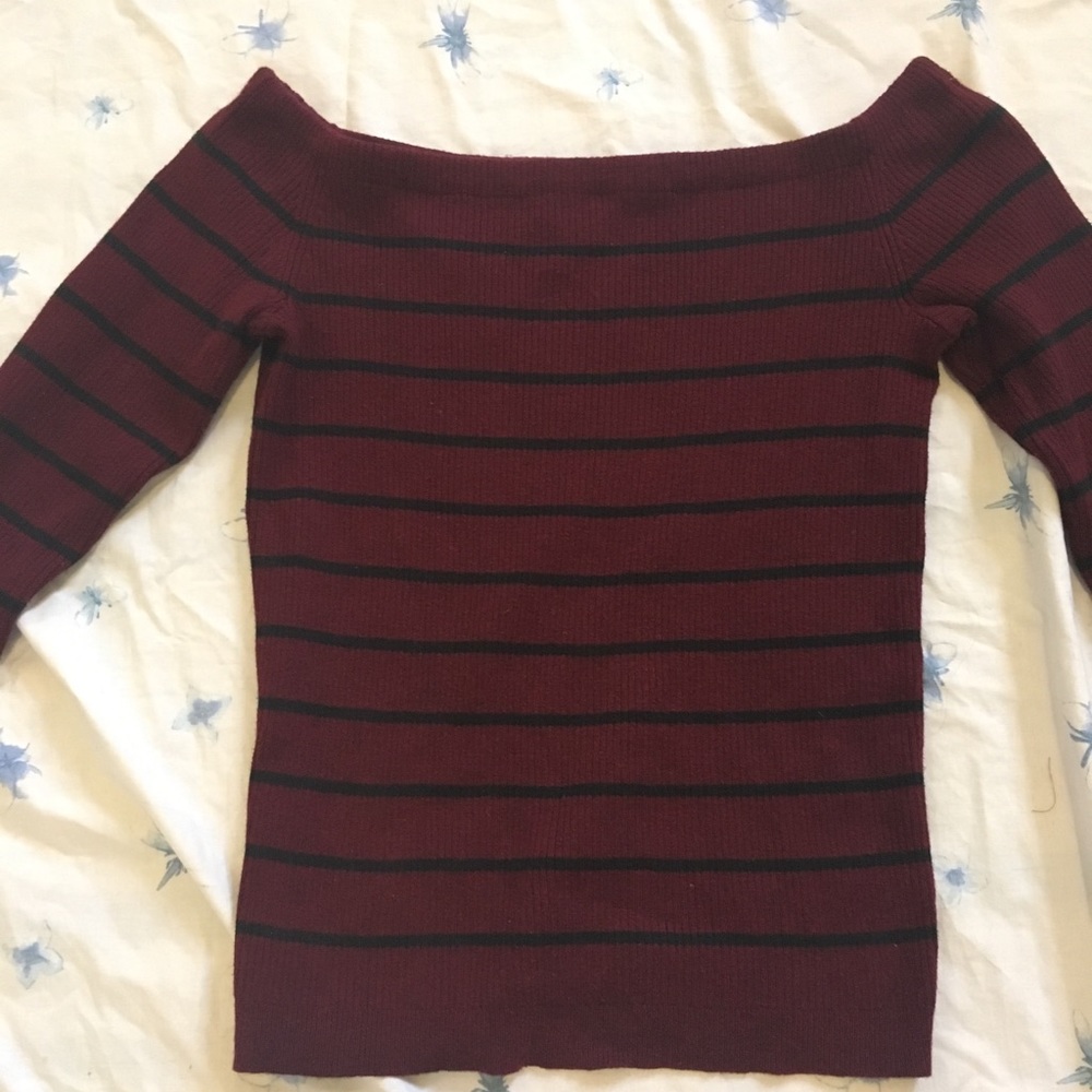 AEO Off the Shoulder Striped Sweater